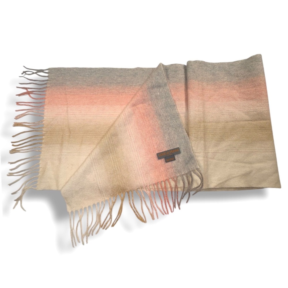 Louisa Perini Ombre Gradient Fringe Scarf 100% Cashmere Women's Wrap